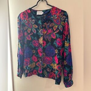 Vintage Russ Multicolor Patterned Top Size 14